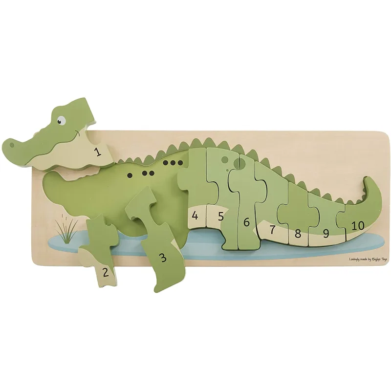 Bigjigs Toys Vkladacie puzzle - Krokodíl s číslami