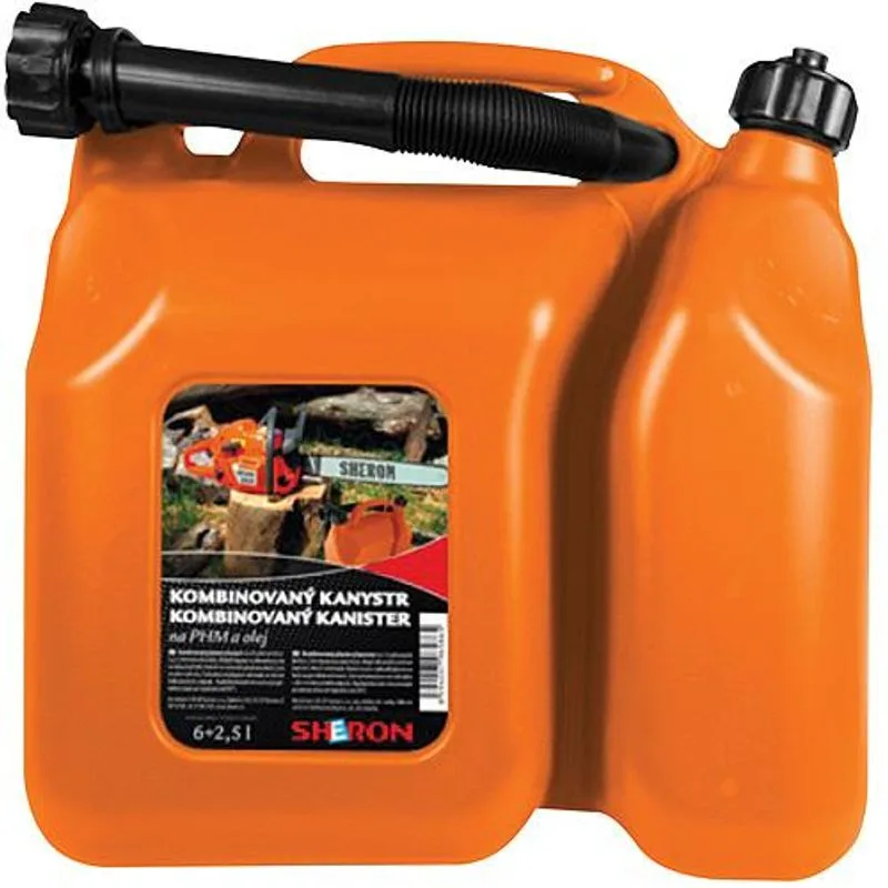 Kanister na benzín SHERON 6+2,5 l, kombinovaný na olej a PHM