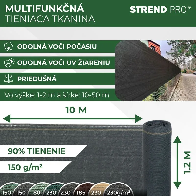 Tieniaca tkanina Popular Net 1,2×10 m, antracit, 90 %