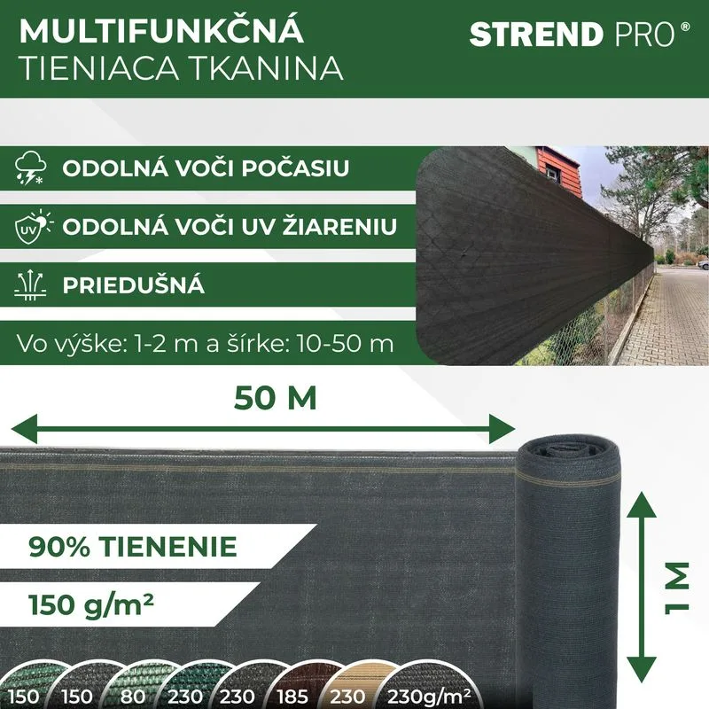 Tieniaca tkanina POPULAR.NET 1x50 m, antracitová, 90%