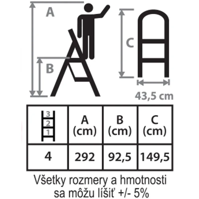 Schodíky Strend Pro LFT160, 4-stupienkové, oceľové, EN14183