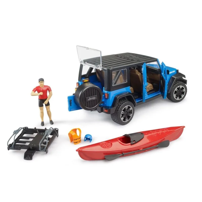 Bruder 2529 Jeep Wrangler Rubicon s kajakom a figúrkou 1:16