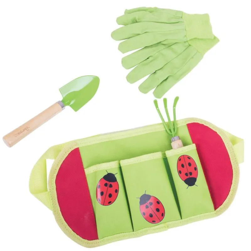 Bigjigs Toys Záhradné náradie na opasku Lienka