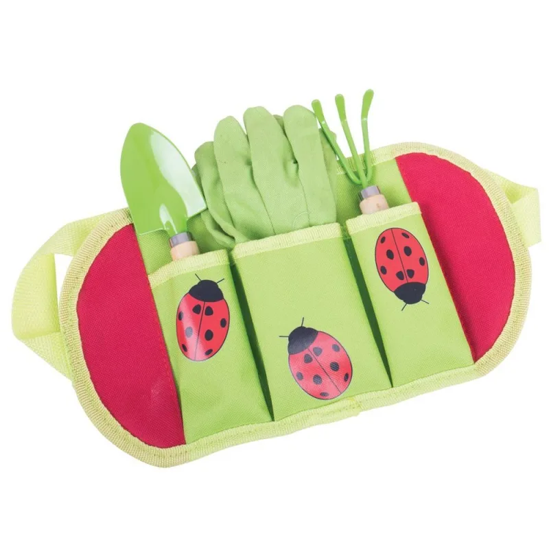 Bigjigs Toys Záhradné náradie na opasku Lienka