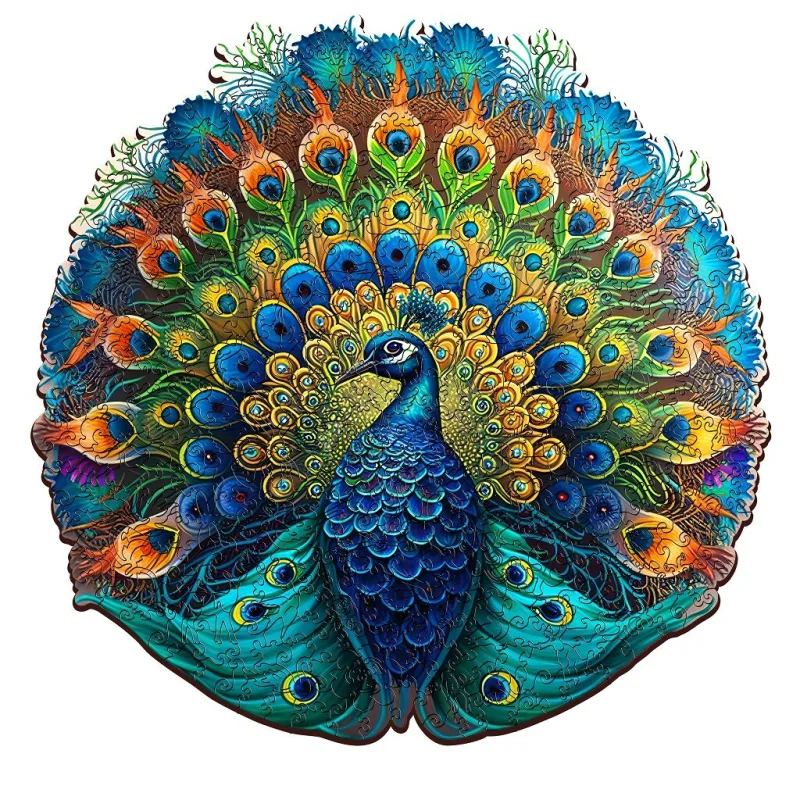 Drevené luminiscenčné puzzle Páv 200 dielikov