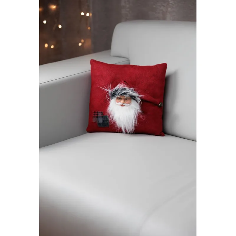 Vianočná dekorácia Vankúš Santa, červený, 30x30 cm