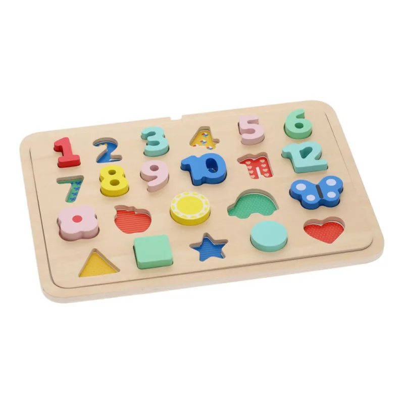Petitcollage Vkladacie puzzle s číslami a tvarmi viacjazyčné
