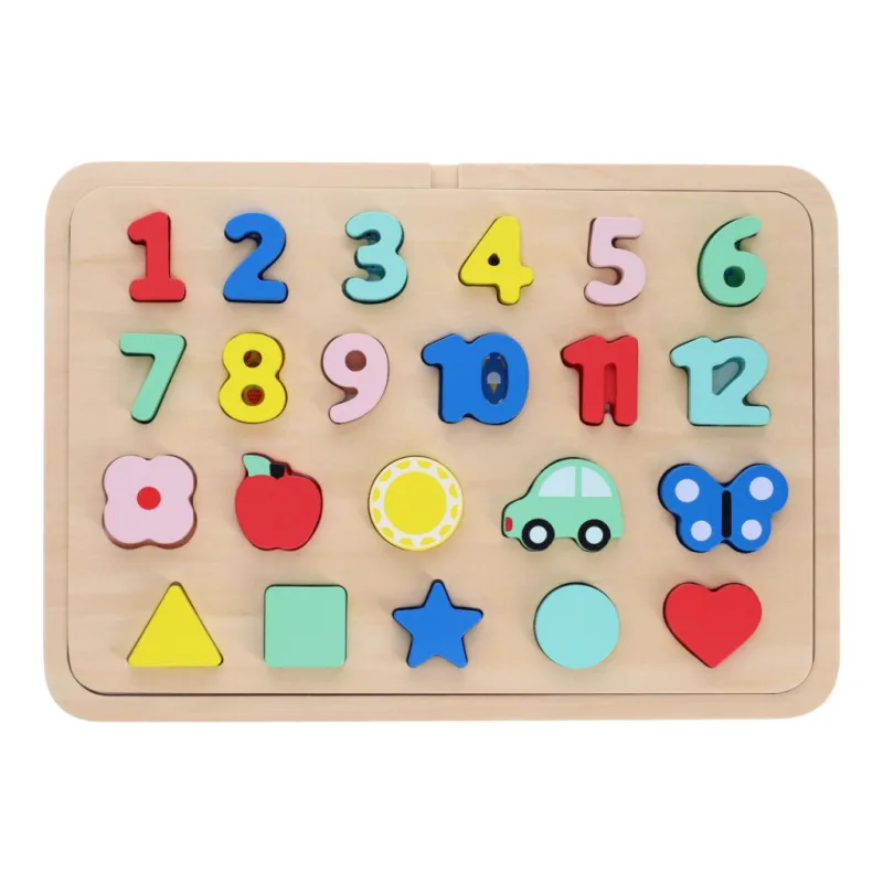 Petitcollage Vkladacie puzzle s číslami a tvarmi viacjazyčné
