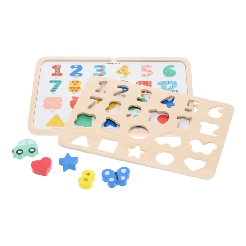 Petitcollage Vkladacie puzzle s číslami a tvarmi viacjazyčné