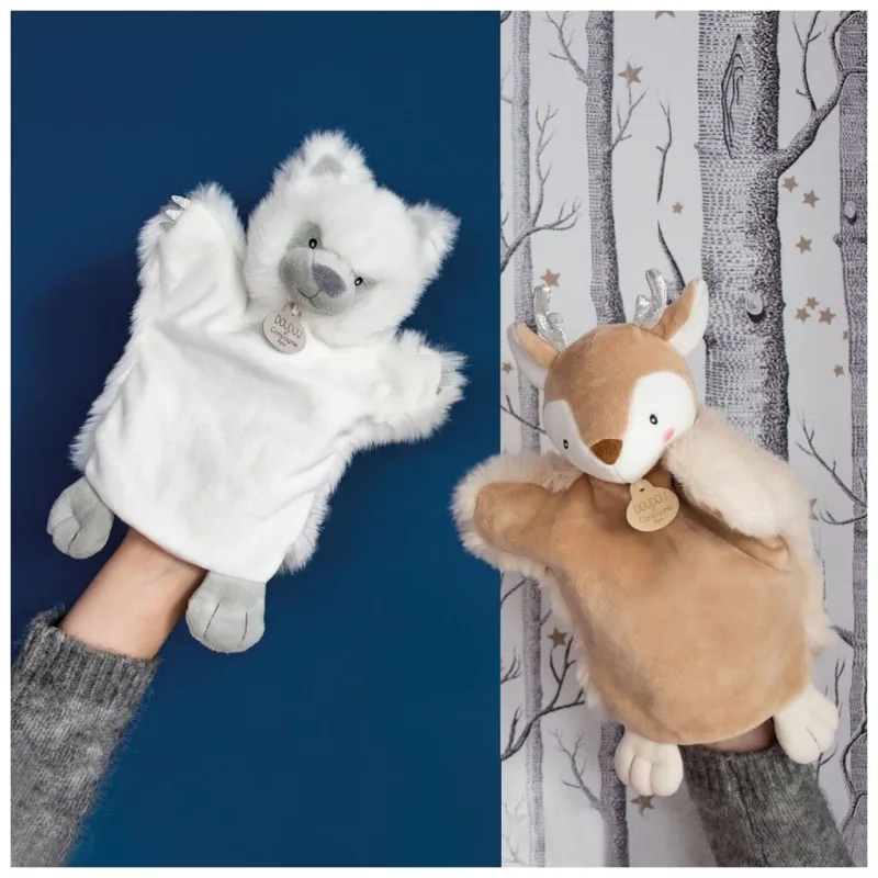 Doudou Plyšová maňuška Biely vlk 25 cm