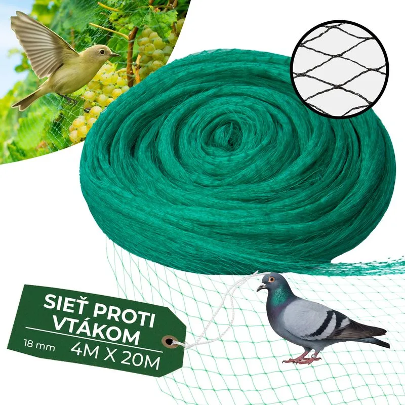 Sieť proti vtákom Strend Pro 4×20 m, oko 18 mm, PE