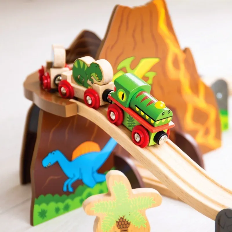 Bigjigs Rail Drevená vláčikodráha Dinosaurus
