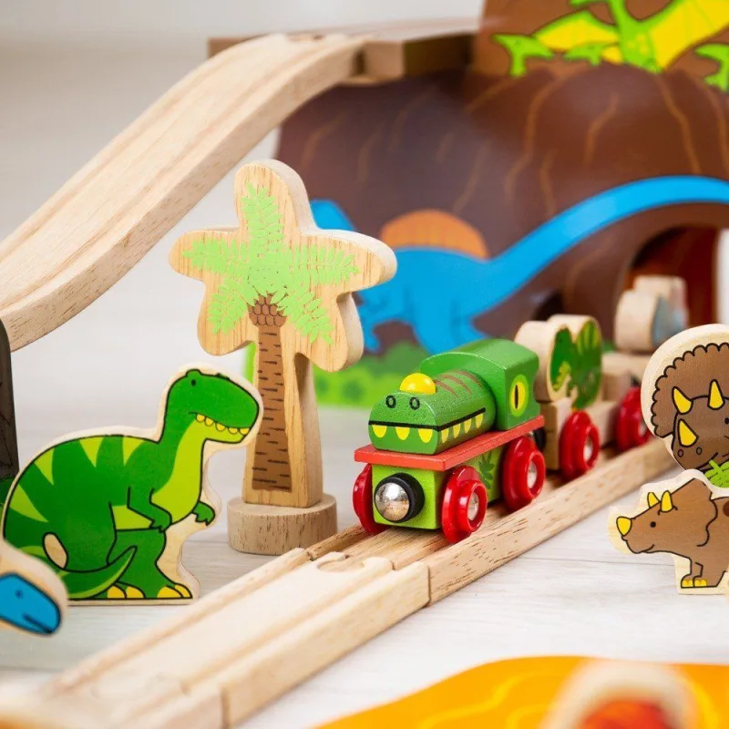 Bigjigs Rail Drevená vláčikodráha Dinosaurus