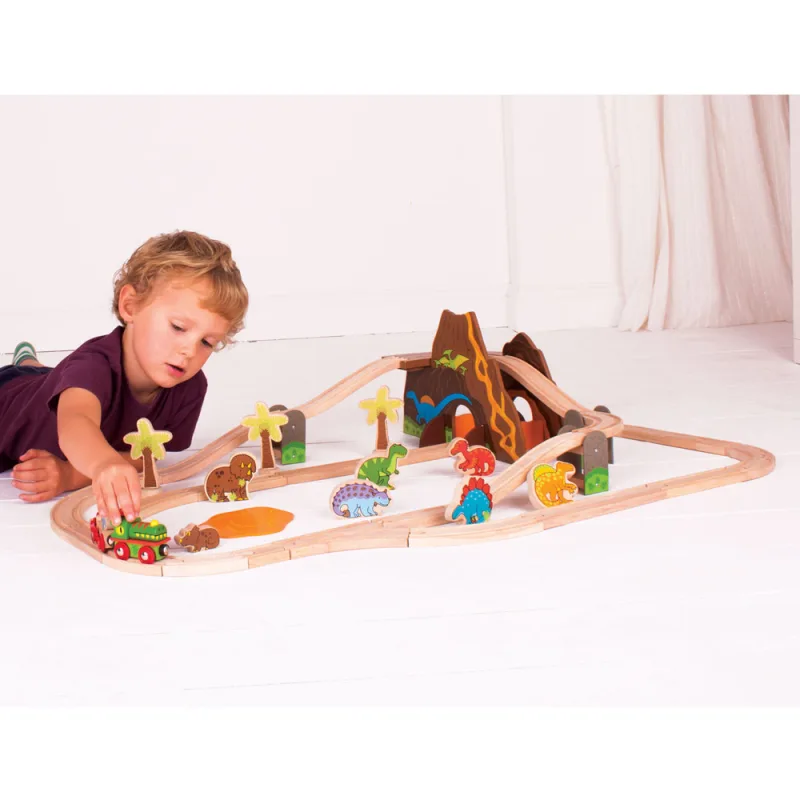 Bigjigs Rail Drevená vláčikodráha Dinosaurus
