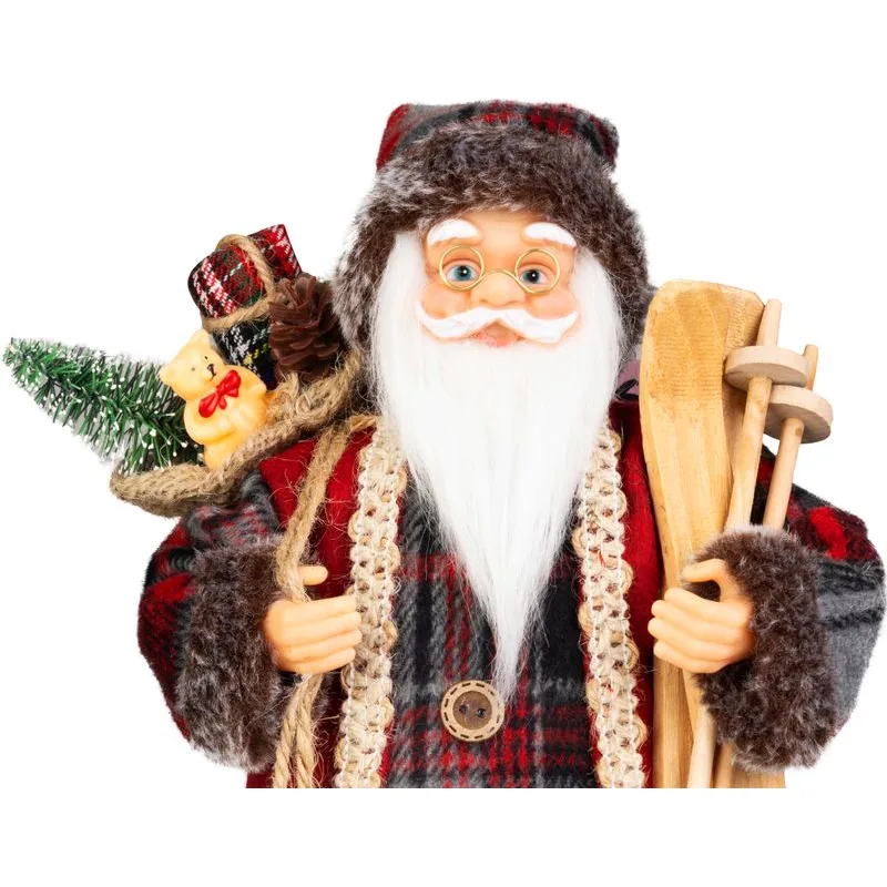 Vianočná dekorácia Santa, s darčekom, červený, 30 cm