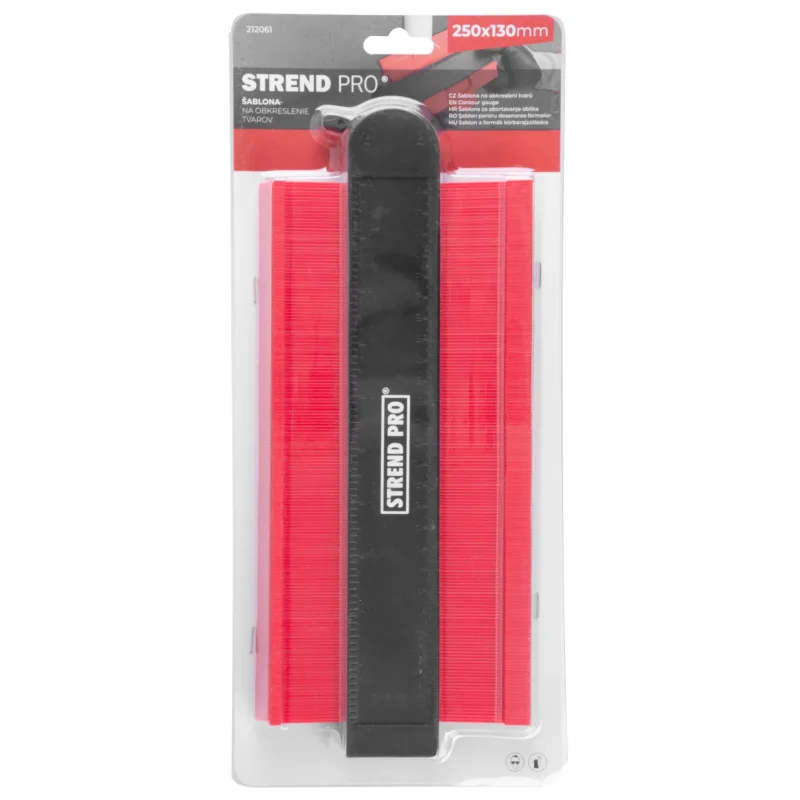 Šablóna na obkreslenie tvarov DG681, 250x130 mm, s uzamknutím a magnetom