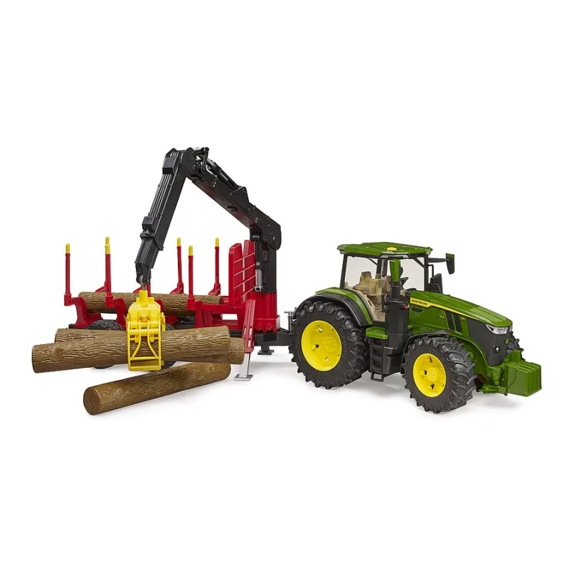 Bruder 3154 Traktor John Deere 7R 350 so zadným prívesom a 4 kladami