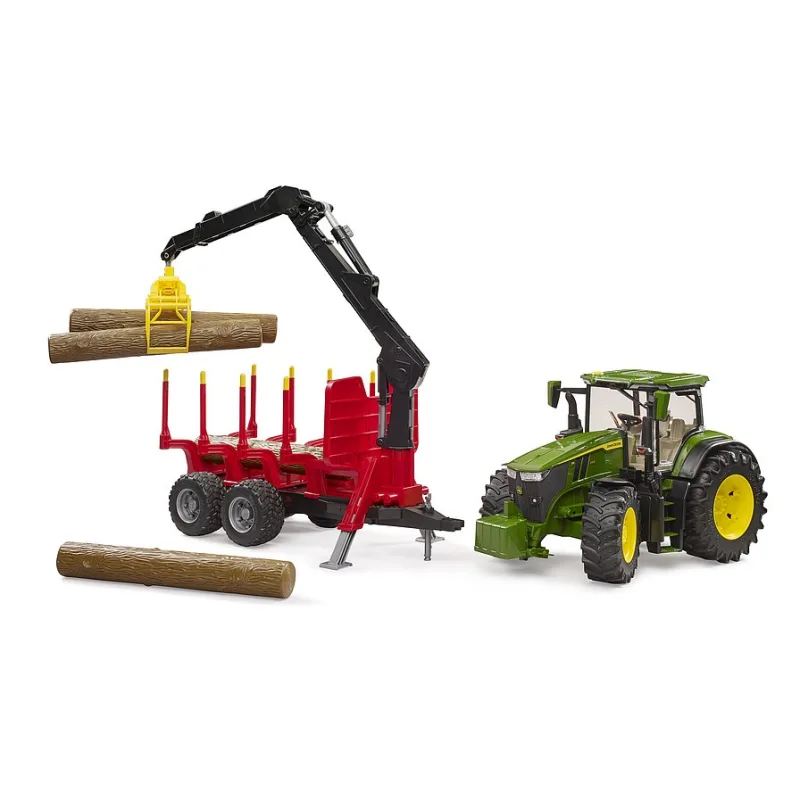 Bruder 3154 Traktor John Deere 7R 350 so zadným prívesom a 4 kladami