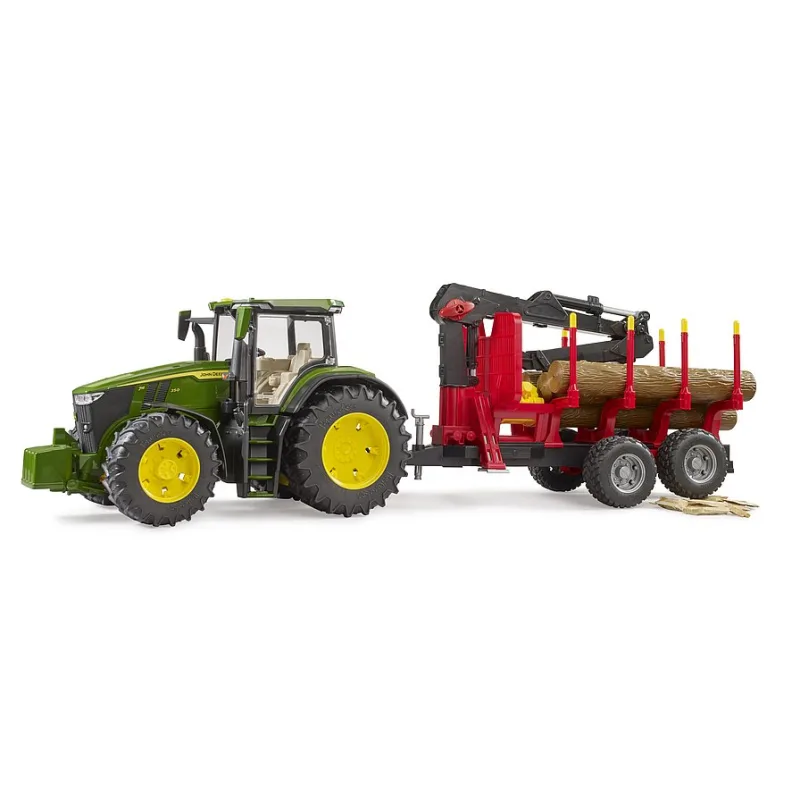 Bruder 3154 Traktor John Deere 7R 350 so zadným prívesom a 4 kladami
