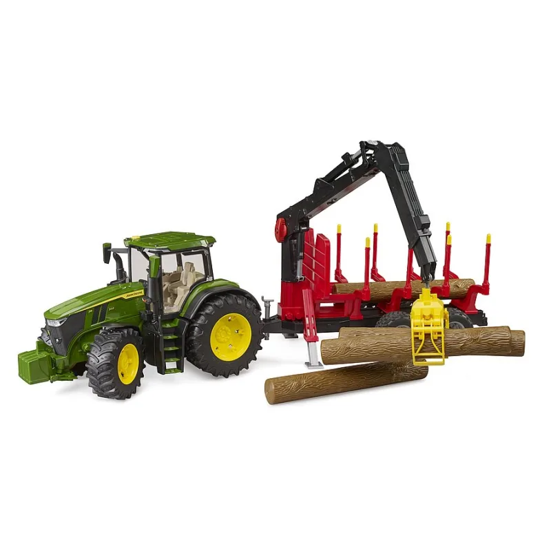 Bruder 3154 Traktor John Deere 7R 350 so zadným prívesom a 4 kladami