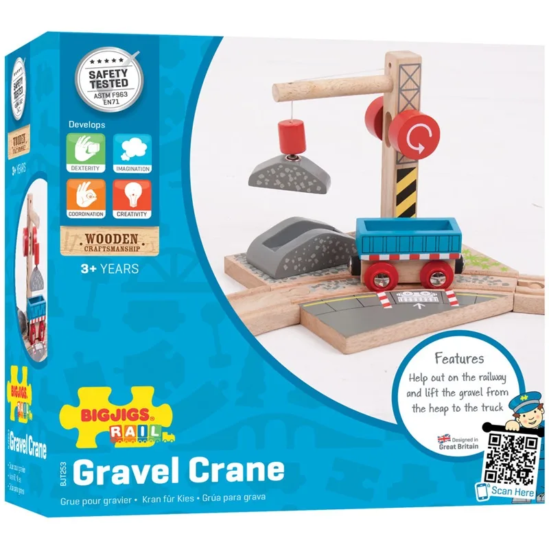 Bigjigs Rail Drevené vláčiky - Žeriav so štrkom