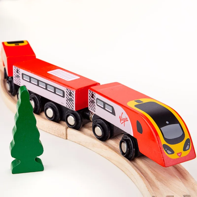 Bigjigs Rail Drevené vláčiky - Vlak Virgin Pendolino