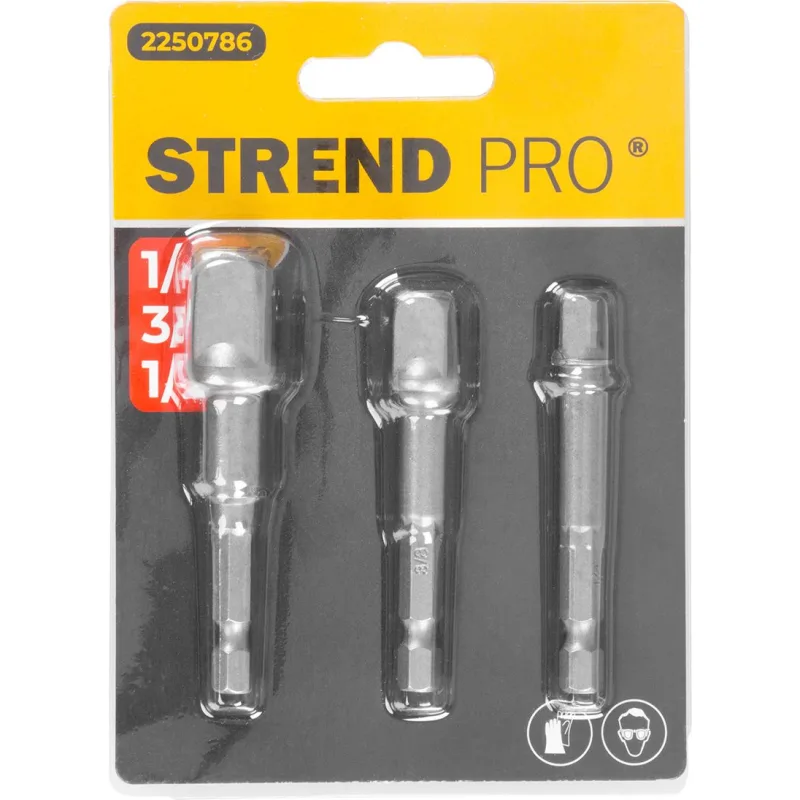 Sada adaptérov Strend Pro, do vŕtačky, 1/4", 3/8", 1/2"