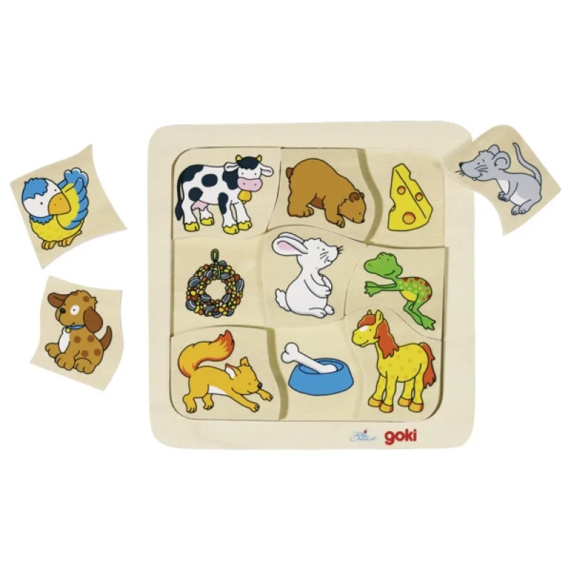 Goki Vkladacie puzzle - Čo zvieratká jedia?