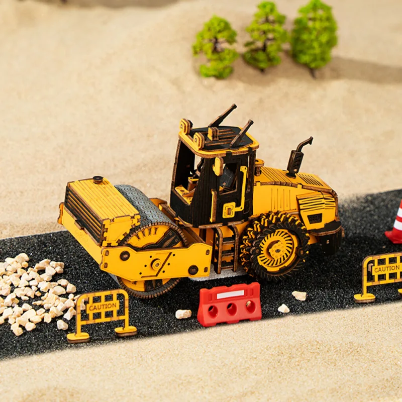 RoboTime Drevené 3D puzzle Cestný valec