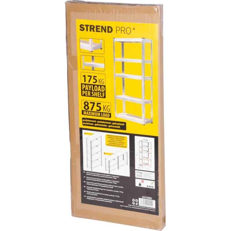 Regál Racks RAT40 MS – kovový, 5 políc, 180x90x40 cm, 175 kg/polica