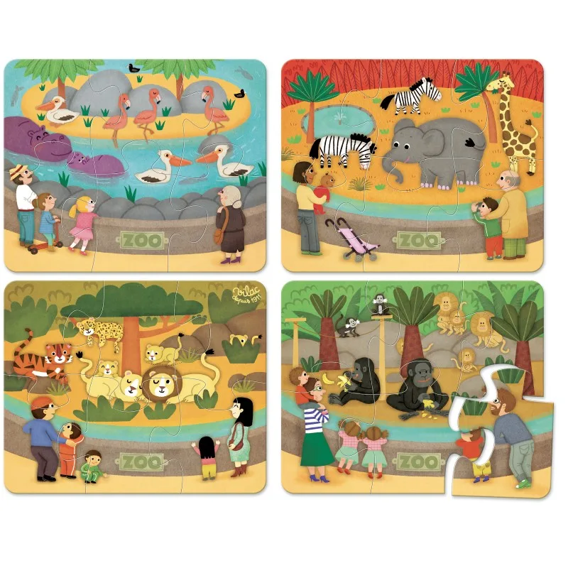 Vilac Drevené puzzle Zoo