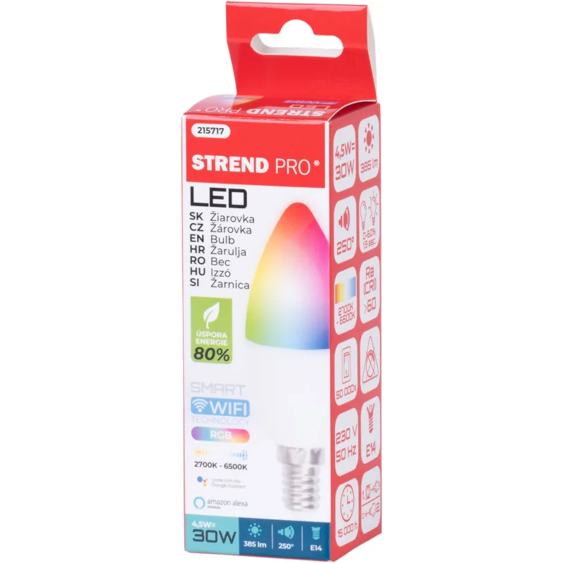Žiarovka Strend Pro Smart, wifi, mení farby RGB, 5 W, E14