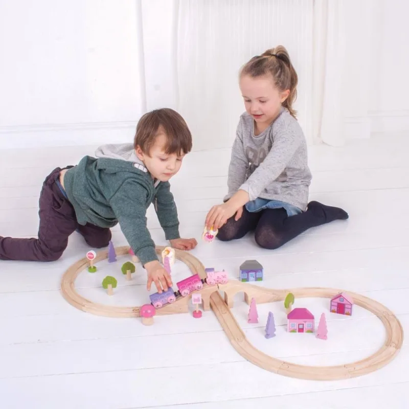 Bigjigs Rail Drevená vláčikodráha osmička pre princezné 35 dielov
