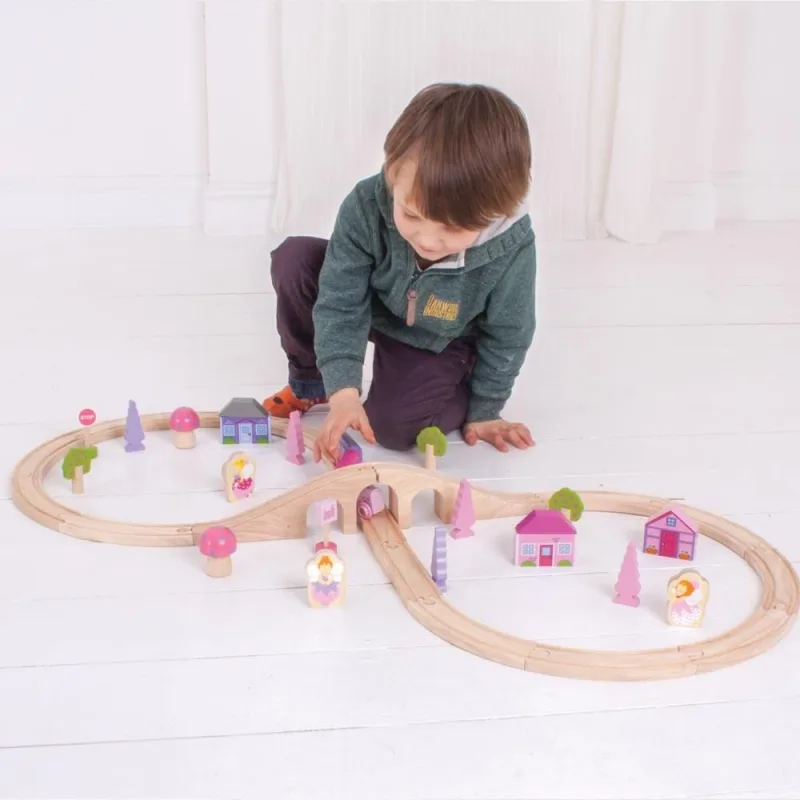 Bigjigs Rail Drevená vláčikodráha osmička pre princezné 35 dielov