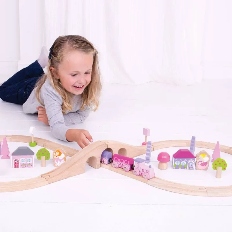 Bigjigs Rail Drevená vláčikodráha osmička pre princezné 35 dielov
