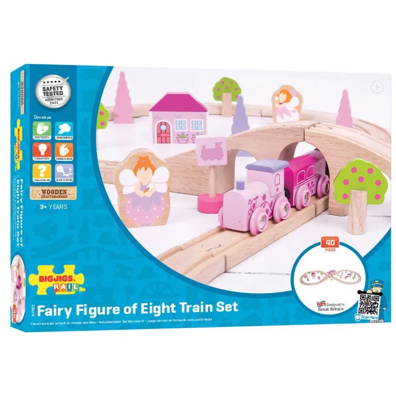 Bigjigs Rail Drevená vláčikodráha osmička pre princezné 35 dielov