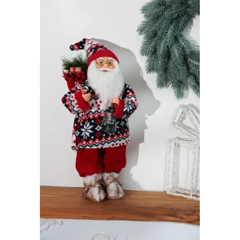 Vianočná dekorácia Santa, so svetrom, 45 cm