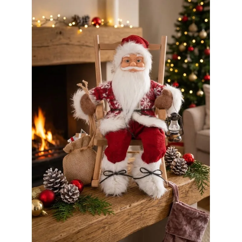 Vianočná dekorácia Santa, sediaci, 46 cm