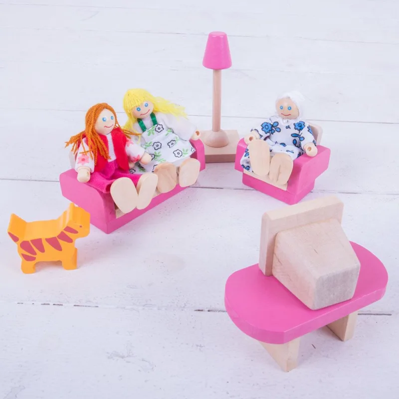 Bigjigs Toys Bábiky - Set rodinky do domčeka 8 ks