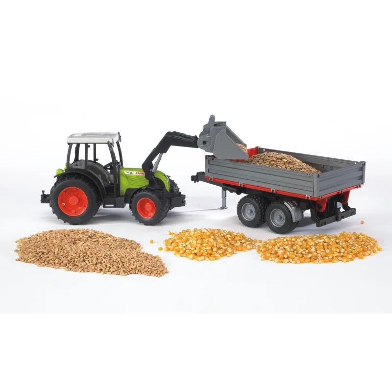 Bruder 2112 Traktor Claas Nectis 267F s nakladačom a prívesom