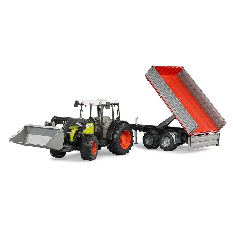 Bruder 2112 Traktor Claas Nectis 267F s nakladačom a prívesom