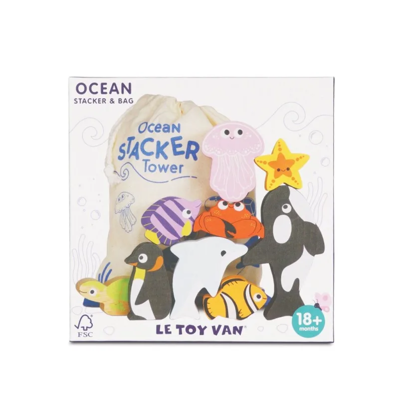 Le Toy Van Petilou Skladacia veža Oceán 9 ks