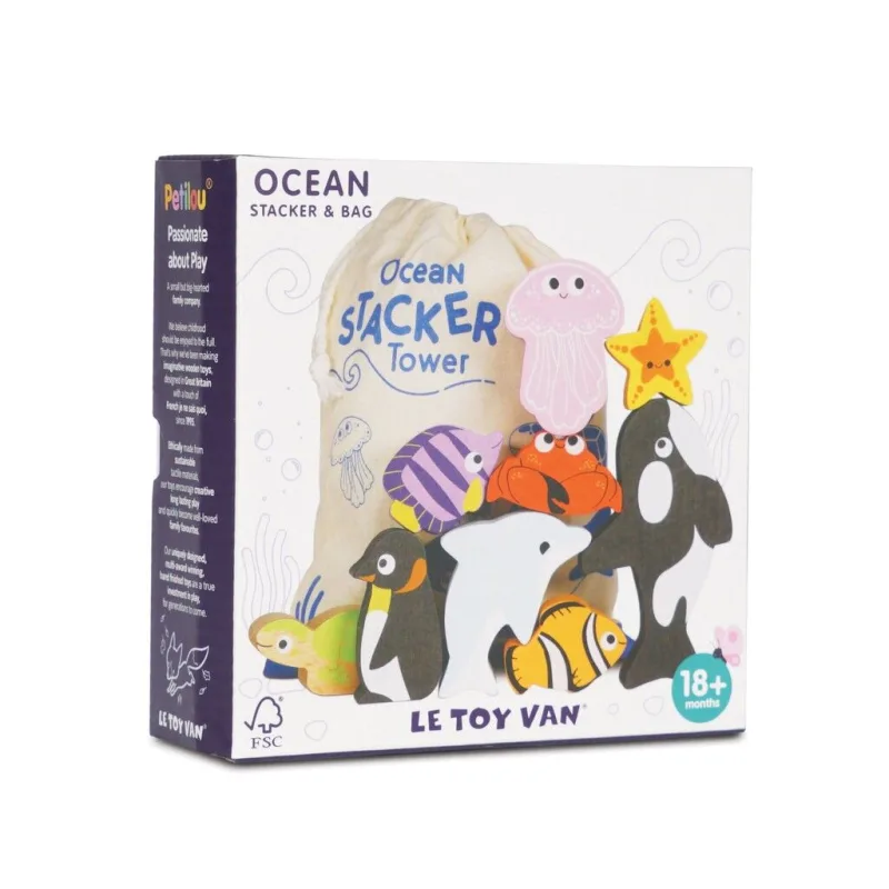 Le Toy Van Petilou Skladacia veža Oceán 9 ks
