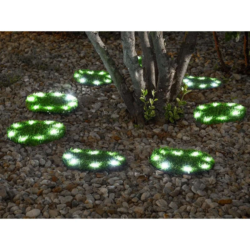 Solárne trávnaté platne 24 cm – 4 ks, LED osvetlenie