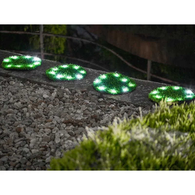 Solárne trávnaté platne 24 cm – 4 ks, LED osvetlenie