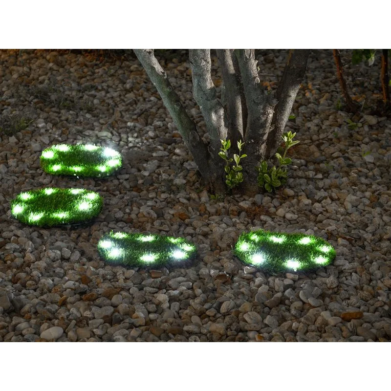 Solárne trávnaté platne 24 cm – 4 ks, LED osvetlenie