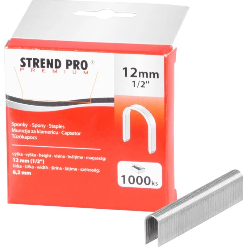 Spony Strend Pro Premium 1612, 12 mm, typ U, balenie 1000 ks