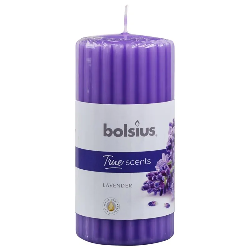 Vonná sviečka Bolsius Pillar True Scents 120/60 mm, levanduľa