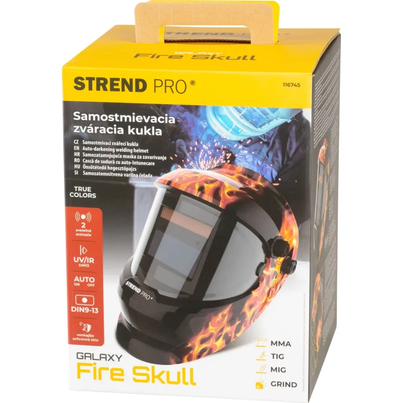 Kukla zváračská Strend Pro Galaxy Fire Skull, AutoDark, samostmievacia