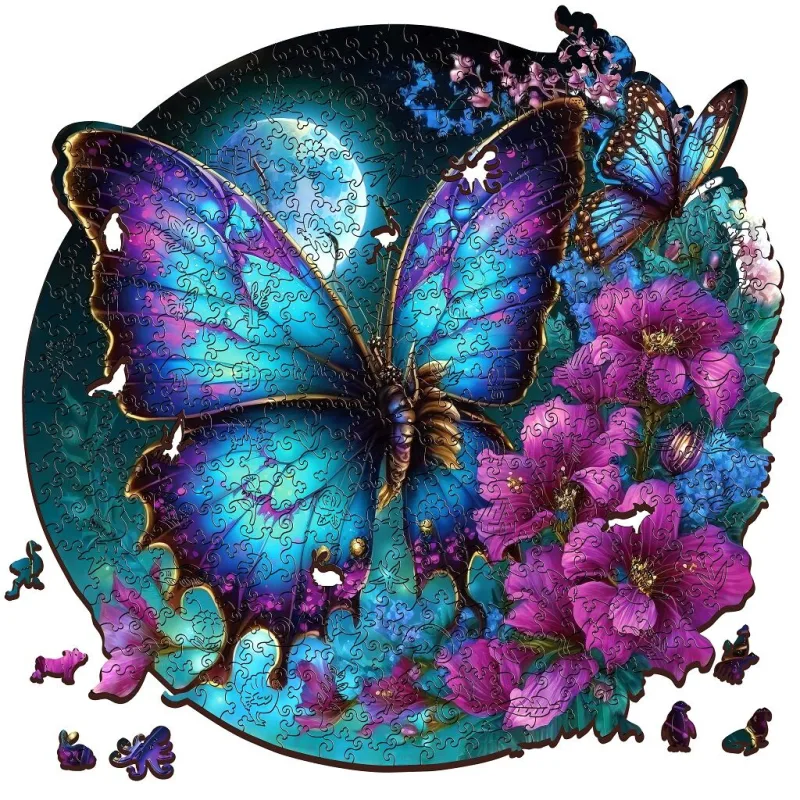 Drevené luminiscenčné puzzle Motýľ 500 dielikov
